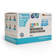 Virshields® Mascarilla médica tipo I - Niños (paquete de 50) (azul, 145 x 95 mm)