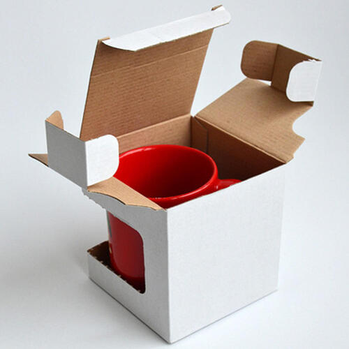 Folding carton with window for cups white