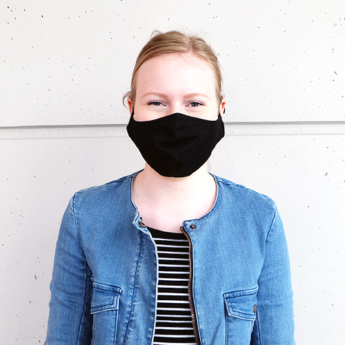 Fabric mask for teenagers (10 - 16 years) made of cotton can be used several times - model: Youngster black, unprinted