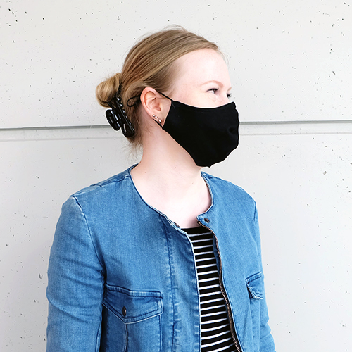 Fabric mask for teenagers (10 - 16 years) made of cotton can be used several times - model: Youngster black, unprinted