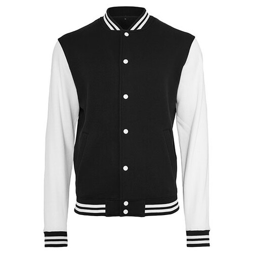 Build Your Brand Sweat College Jacket (Black, White, 4XL)