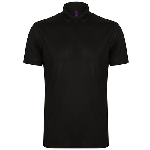 Henbury Men´s Slim Fit Stretch Polo Shirt + Wicking Finish (Black, XS)