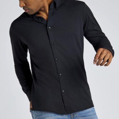 Kustom Kit Tailored Fit Superwash® 60º Pique Shirt Long Sleeve (Light Heather Blue, S (36-38))