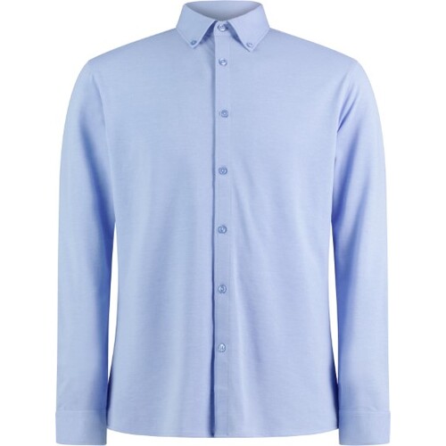 Kustom Kit Tailored Fit Superwash® 60º Pique Shirt Long Sleeve (Light Heather Blue, S (36-38))