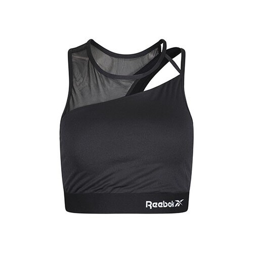 Reebok Donna - Crop Top con tagli (Black, S)