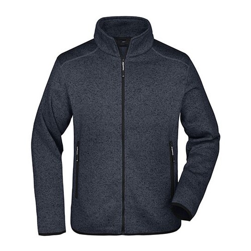 James&Nicholson Men´s Knitted Fleece Jacket (Dark Grey Melange, Silver (Solid), S)