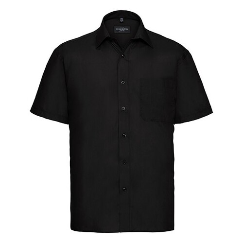 Russell Collection Men´s Short Sleeve Classic Polycotton Poplin Shirt (Black, S (37/38))