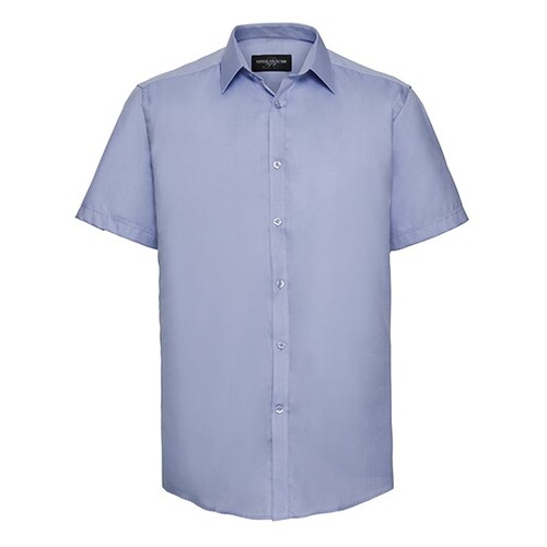 Russell Collection Men´s Short Sleeve Tailored Herringbone Shirt (Light Blue, S (37/38))