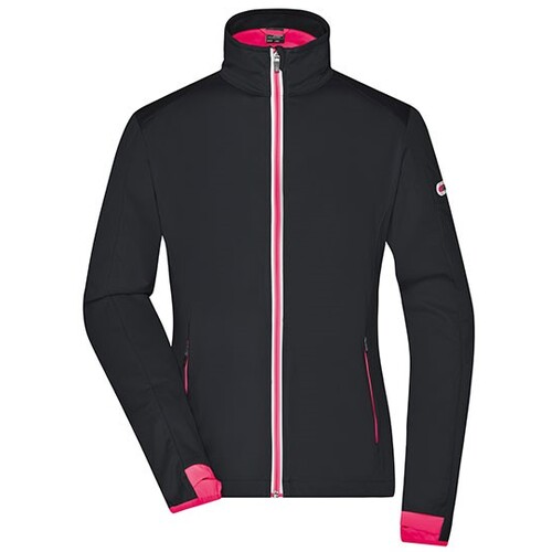 James&Nicholson Ladies´ Sports Softshell Jacket (Black, Light Red, S)