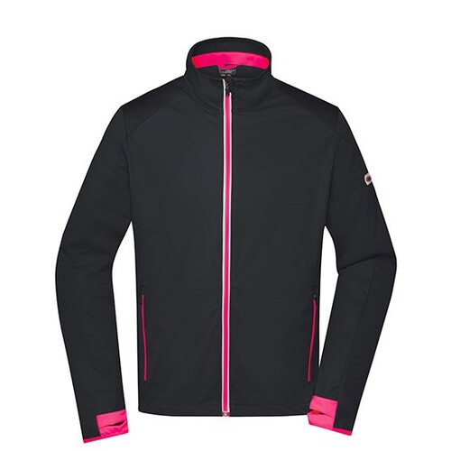 James&Nicholson Men´s Sports Softshell Jacket (Black, Light Red, S)