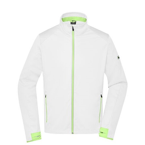 James&Nicholson Men´s Sports Softshell Jacket (White, Bright Green, XXL)