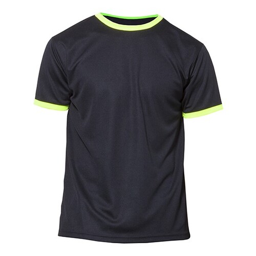 Nath Short Sleeve Sport T-Shirt Action (Black, Yellow Fluor, XS)