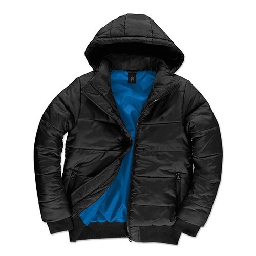 B&C Men´s Jacket Superhood (Black, Cobalt Blue, S)