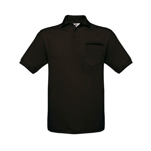 B&C Unisex Polo Safran Pocket (Black, XXL)