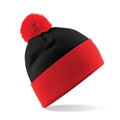 Beechfield Snowstar® Two-Tone Beanie (Black, Bright Red, One Size)