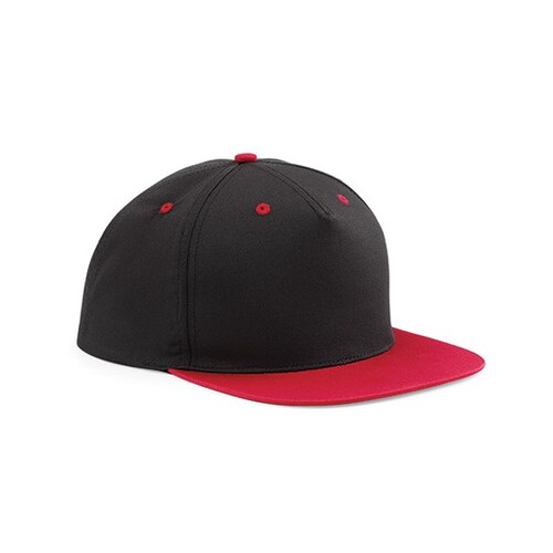 Beechfield 5 Panel Contrast Snapback (Black, Classic Red, One Size)