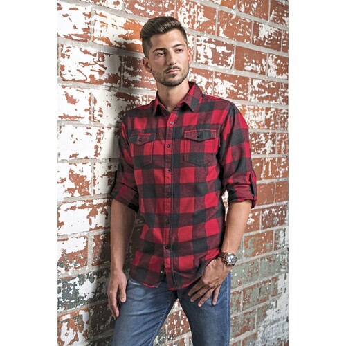 Burnside Woven Plaid Flannel Shirt (Black - Steel (Checked), S)