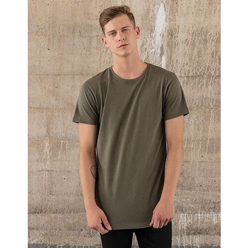 Build Your Brand Shaped Long Tee (Olive, S)