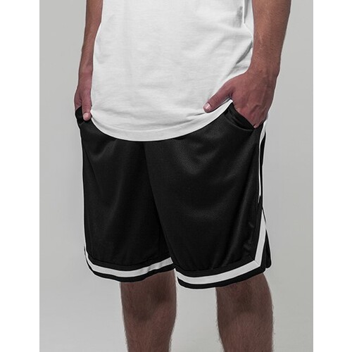 Build Your Brand Two-tone Mesh Shorts (Black, Black, White, XXL)