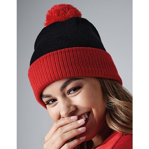 Beechfield Snowstar® Two-Tone Beanie (Black, Bright Red, One Size)