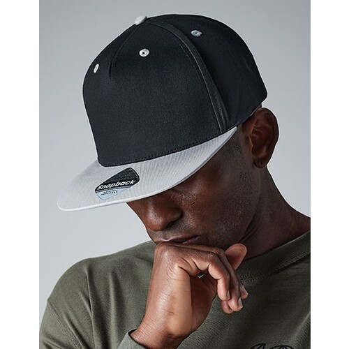 Beechfield 5 Panel Contrast Snapback (Black, Classic Red, One Size)