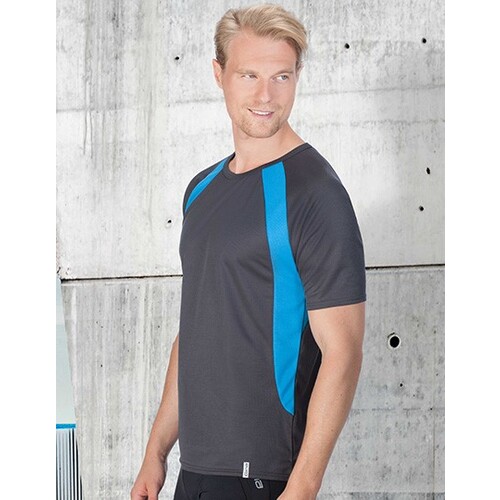 CONA SPORTS Pace Tech Tee (Anthracite, Azure Blue, XS)