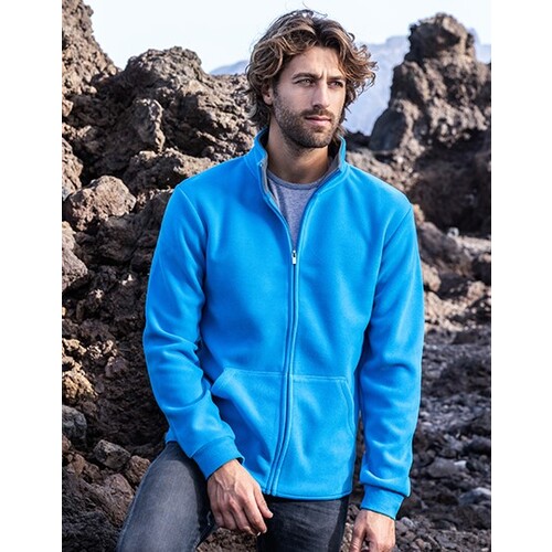 Promodoro Men´s Double Fleece Jacket (Turquoise, Light Grey (Solid), S)