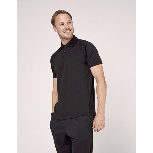 Trouver+Hales Hommes Piped Performance Polo (Gunmetal Grey, Black, Black, S)