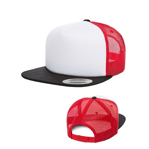 FLEXFIT Foam Trucker With White Front (Red, White, Royal, One Size)