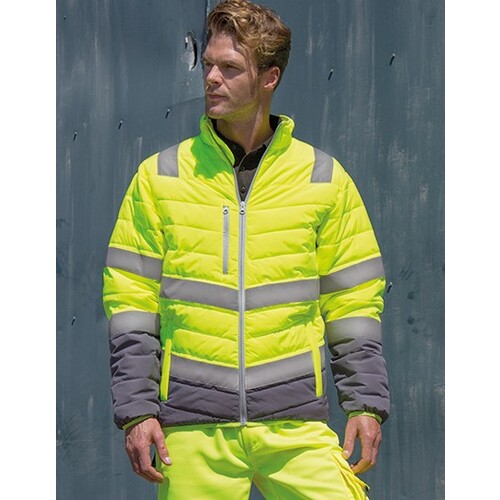 Result Safe-Guard Men´s Soft Padded Safety Jacket (Fluorescent Yellow, Grey, S)