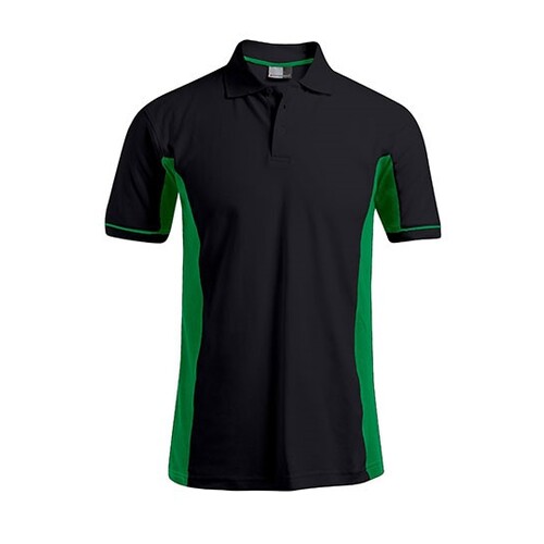 Promodoro Men´s Functional Contrast Polo (Black, Kelly Green, S)
