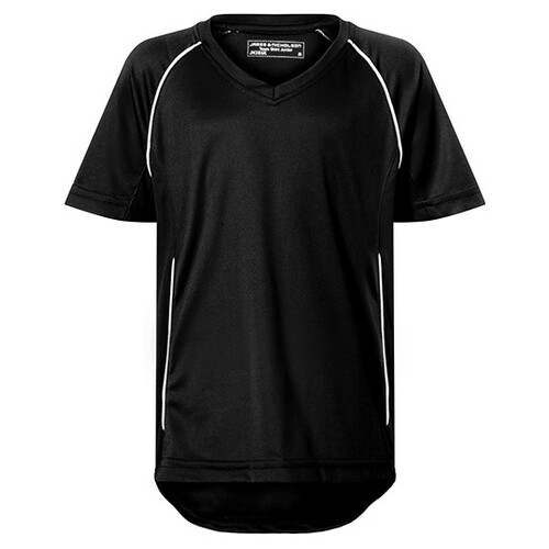 James&Nicholson Junior Team Shirt (Black, White, XS (98/104))