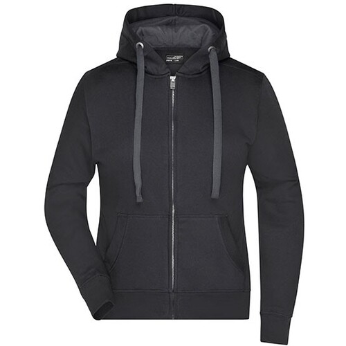 James&Nicholson Ladies´ Hooded Jacket (Black, Carbon, S)