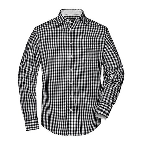 James&Nicholson Men´s Checked Shirt (Black, White, S)