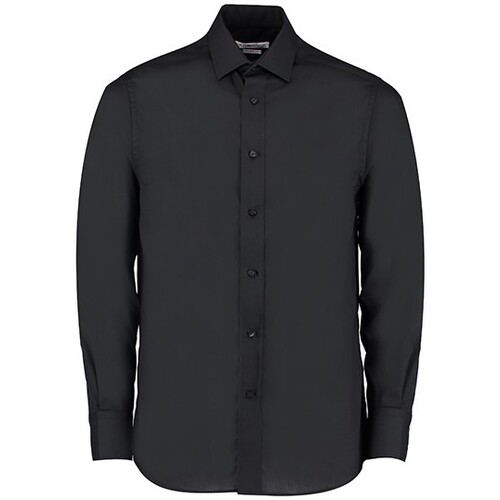 Kustom Kit Men´s Tailored Fit Business Poplin Shirt Long Sleeve (Black, 38 (15))