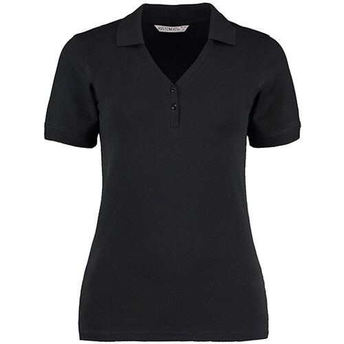 Kustom Kit Regular Fit Comfortec® V Neck Polo (Black, 34 (XS/8))
