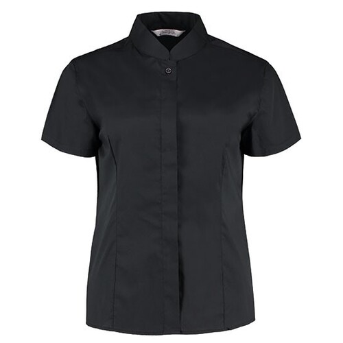 Bargear Women´s Tailored Fit Shirt Mandarin Collar Short Sleeve (Black, 46 (3XL/20))