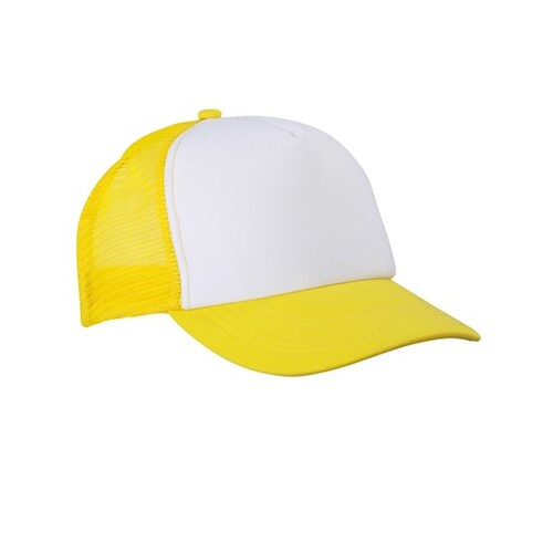 Myrtle beach 5-Panel Polyester Mesh Cap (White, Sun Yellow, One Size)