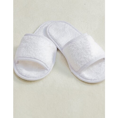 Towel City Classic Terry Slippers - Open Toe (White, 36-41 (4-7))