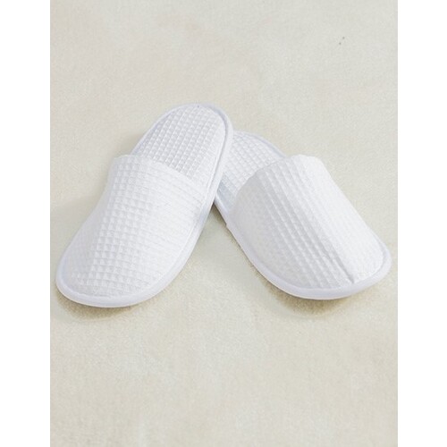 Towel City Waffle Mule Slippers (White, 36-41 (4-7))
