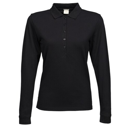 Tee Jays Women´s Luxury Stretch Long Sleeve Polo (Black, S)