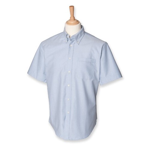 Henbury Men´s Classic Short Sleeved Oxford Shirt (Blue Oxford, S (36-38))