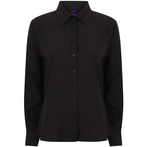Henbury Ladies´ Wicking Long Sleeve Shirt (Black, XS)