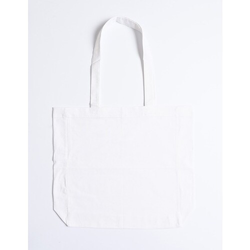 Printwear Cotton Bag Side Fold Long Handles (White, 38 x 42 x 10 cm)