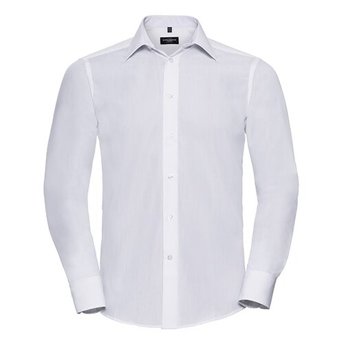 Russell Collection Men´s Long Sleeve Tailored Polycotton Poplin Shirt (White, 4XL (49/50))