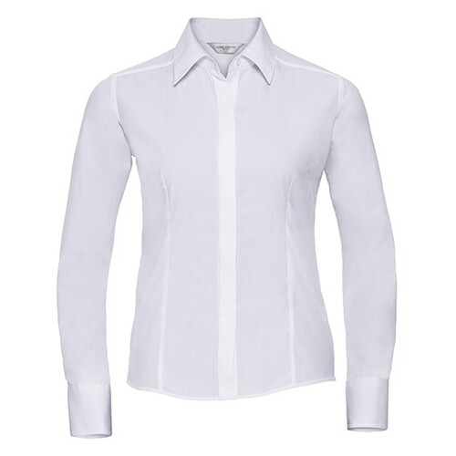 Ladies` Long Sleeve Fitted Polycotton Poplin Shirt