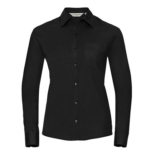 Ladies` Long Sleeve Classic Pure Cotton Poplin Shirt