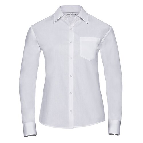 Russell Collection Ladies´ Long Sleeve Classic Pure Cotton Poplin Shirt (White, 4XL)