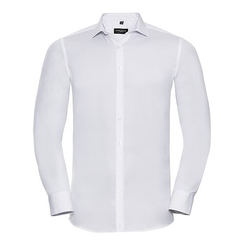 Russell Collection Men´s Long Sleeve Fitted Ultimate Stretch Shirt (White, 4XL (49/50))