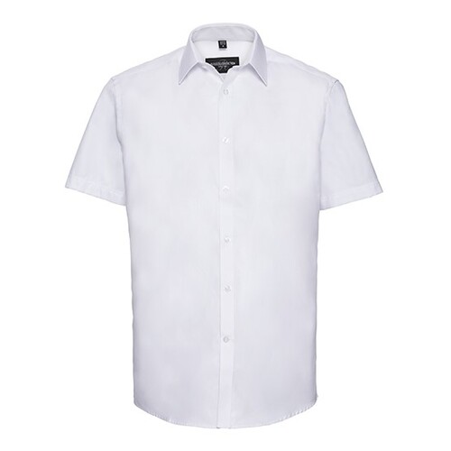 Russell Collection Men´s Short Sleeve Tailored Herringbone Shirt (White, 4XL (49/50))